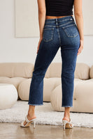 Crop Dylan Full Size Tummy Control Distressed High Waist Raw Hem Jeans