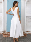 Slit V-Neck Sleeveless Midi Dress