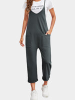 Spaghetti Strap Straight Leg Jumpsuit with Pockets