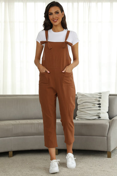 Square Neck Wide Strap Capri Jumpsuit