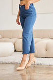 Crop Chloe Full Size Tummy Control High Waist Raw Hem Jeans