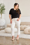 Mini Mia Full Size Tummy Control High Waist Raw Hem Jeans