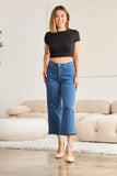 Crop Chloe Full Size Tummy Control High Waist Raw Hem Jeans