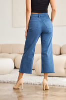 Crop Chloe Full Size Tummy Control High Waist Raw Hem Jeans