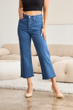 Crop Chloe Full Size Tummy Control High Waist Raw Hem Jeans