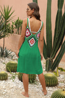 Geometric V-Neck Spaghetti Strap Cover Up Dress