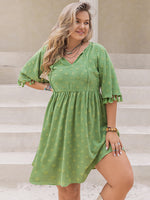 Curvy Tied Tassel Half Sleeve Mini Dress