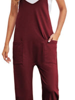 Spaghetti Strap Straight Leg Jumpsuit with Pockets