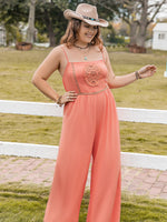 Curvy Lace Detail Spaghetti Strap Wide Leg Jumpsuit