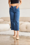 Crop Chloe Full Size Tummy Control High Waist Raw Hem Jeans