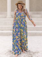 Curvy Printed V-Neck Wide Leg Jumpsuit