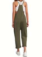 Spaghetti Strap Straight Leg Jumpsuit with Pockets