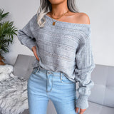 Boat Neck Dolman Sleeve Ribbed Trim Sweater