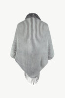 Striped Open Front Fringe Poncho