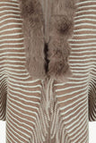 Striped Open Front Fringe Poncho