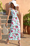 Tied Smocked Surplice Sleeveless Maxi Dress