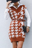 Large Scale Houndstooth Sweater Vest Dress