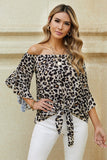 Printed Off-Shoulder Flounce Sleeve Top