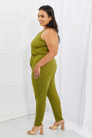 Comfy Casual Solid Elastic Waistband Jumpsuit in Chartreuse