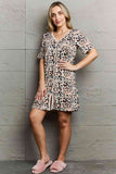 Animalistic Button Down Sleepwear Dress