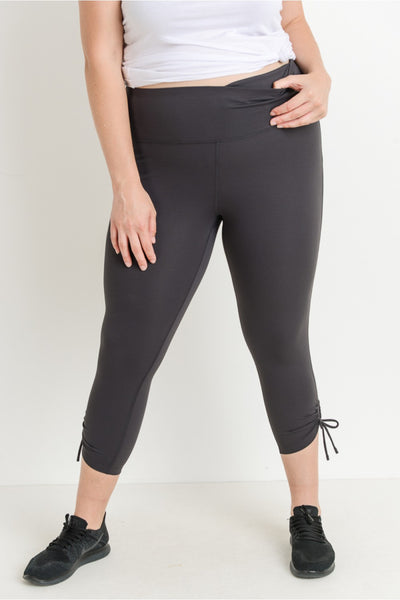 Plus Size High Waist Tie Accent Capri Leggings