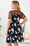 Floral Polka Dot Mesh Yoke Dress