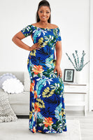 Floral Off-Shoulder Short Sleeve Fishtail Dress