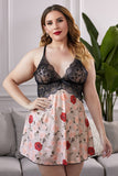 Lace Bra Splicing Floral Babydoll