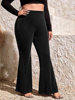 Curvy Ribbed High Waist Flare Pants