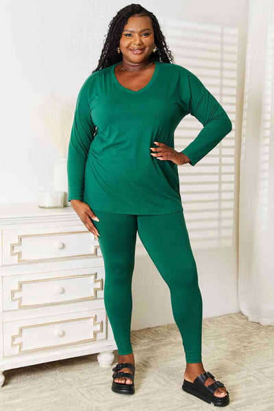 Lazy Days Curvy Long Sleeve Top and Leggings Set