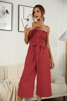 Polka Dot Button Tie Jumpsuit