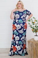 Floral Off-Shoulder Short Sleeve Fishtail Dress