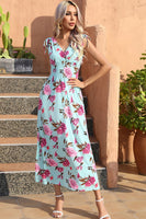 Tied Smocked Surplice Sleeveless Maxi Dress