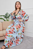 Belted Surplice Flounce Sleeve Maxi Dress