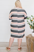 Plus Size Striped Side Slit V-Neck T-Shirt Dress