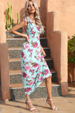 Tied Smocked Surplice Sleeveless Maxi Dress