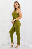 Comfy Casual Solid Elastic Waistband Jumpsuit in Chartreuse