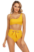 Tie-Waist Asymmetrical Neck Bikini Set