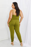 Comfy Casual Solid Elastic Waistband Jumpsuit in Chartreuse