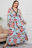 Belted Surplice Flounce Sleeve Maxi Dress