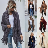 Wool collar shawl cardigan sweater coat