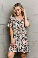 Animalistic Button Down Sleepwear Dress