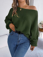 One-Shoulder Lantern Sleeve Sweater