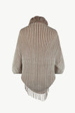 Striped Open Front Fringe Poncho