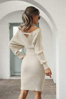 Dolman Sleeve Rib-Knit Top and Skirt Set