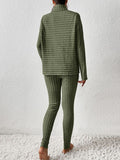 Ribbed Turtleneck Top and Pants Set