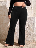 Curvy Ribbed High Waist Flare Pants