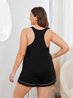 Plus Size Contrast Piping Racerback Tank and Shorts Lounge Set