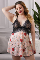 Lace Bra Splicing Floral Babydoll