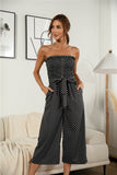 Polka Dot Button Tie Jumpsuit